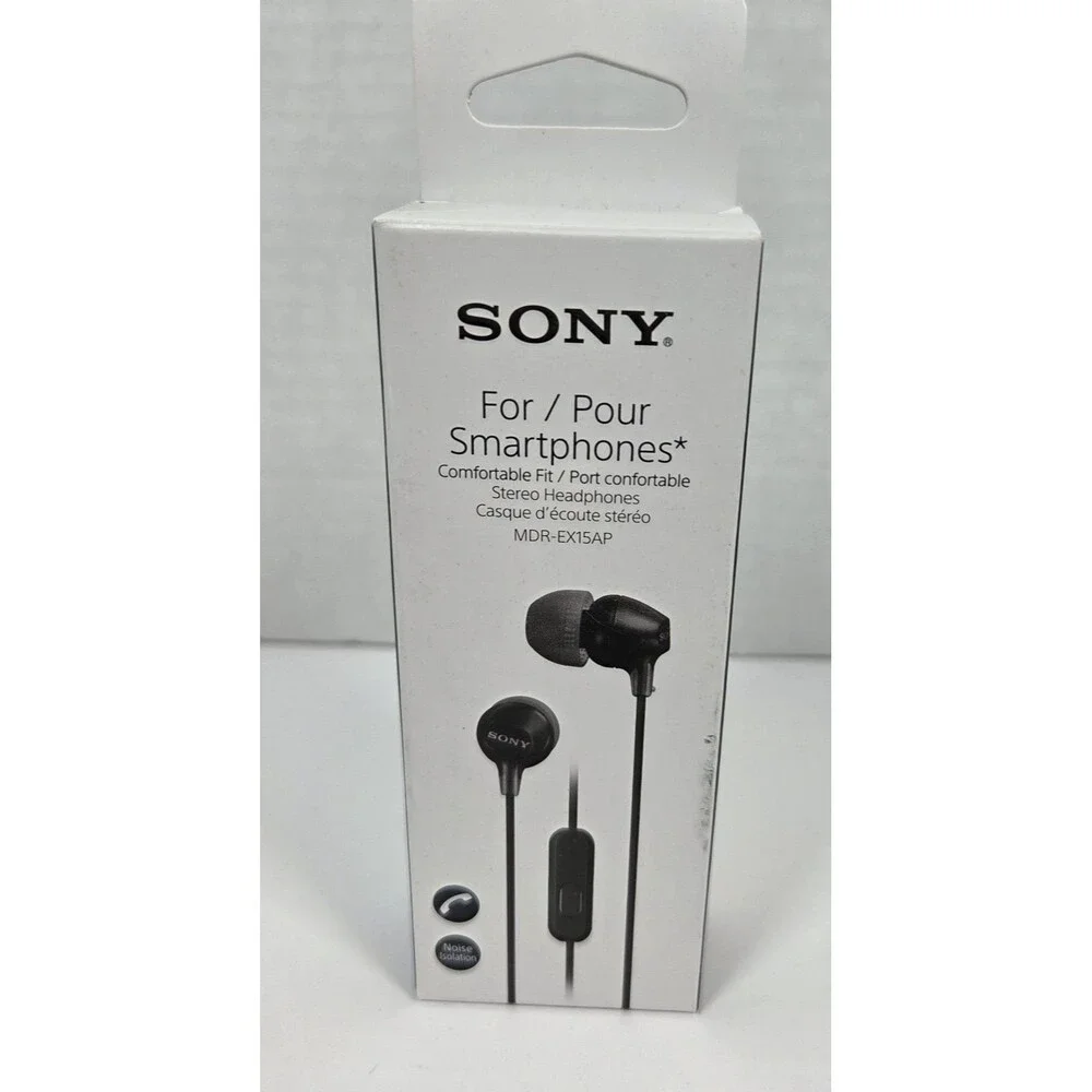 Sony MDREX15AP In Ear Stereo Headphones & Microphone Black MDREX15AP/BZ (2 Pack)